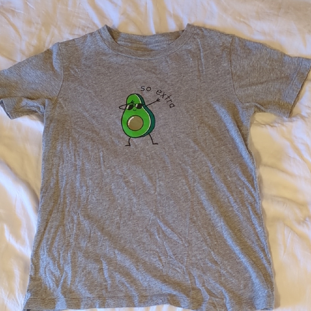 Pact Organic Cotton Gray T-Shirt with Avocado Graphic